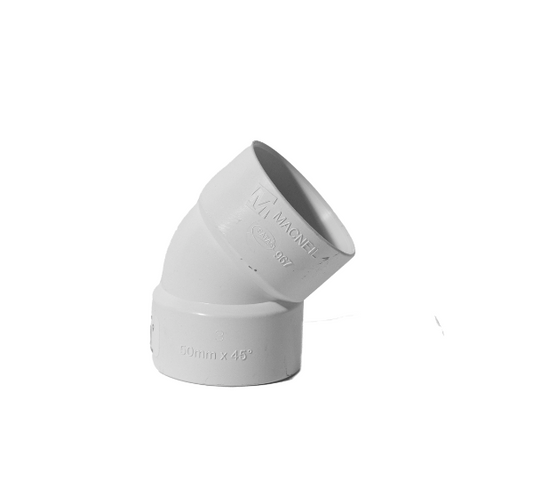 PVC Pipe Bends - SV 40MM X 45 PLAIN