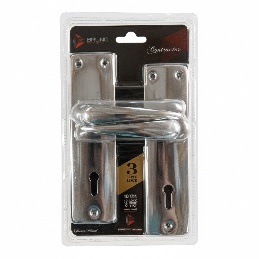 Bruno Mortice Lockset 3 Lever Sabs Chrome Plated
